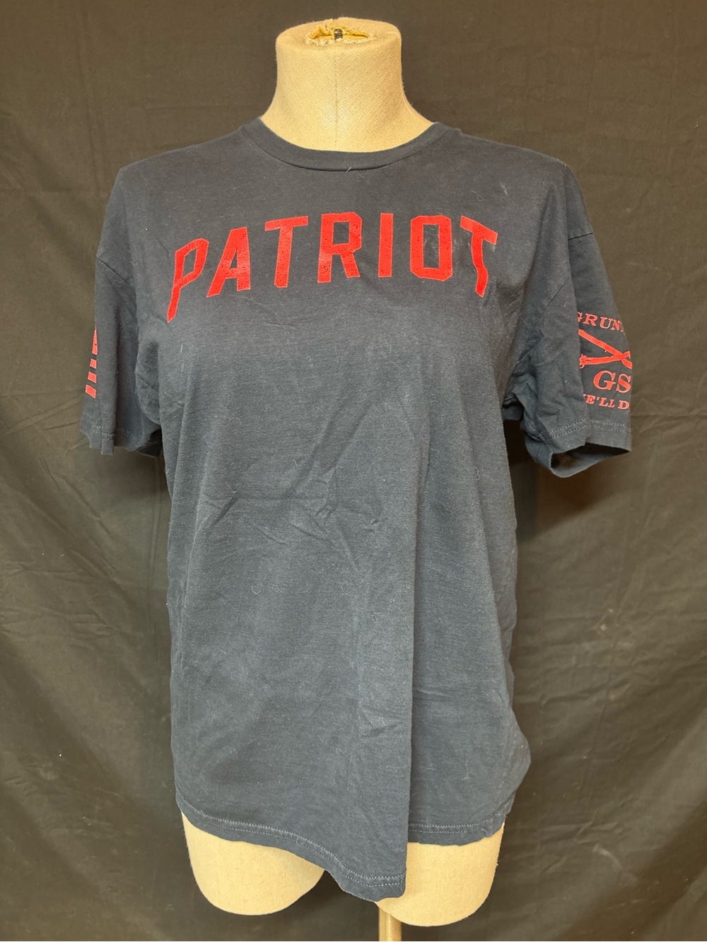 Grunt Style Black Short Sleeve Tee with Red 'PATRIOT' Graphic